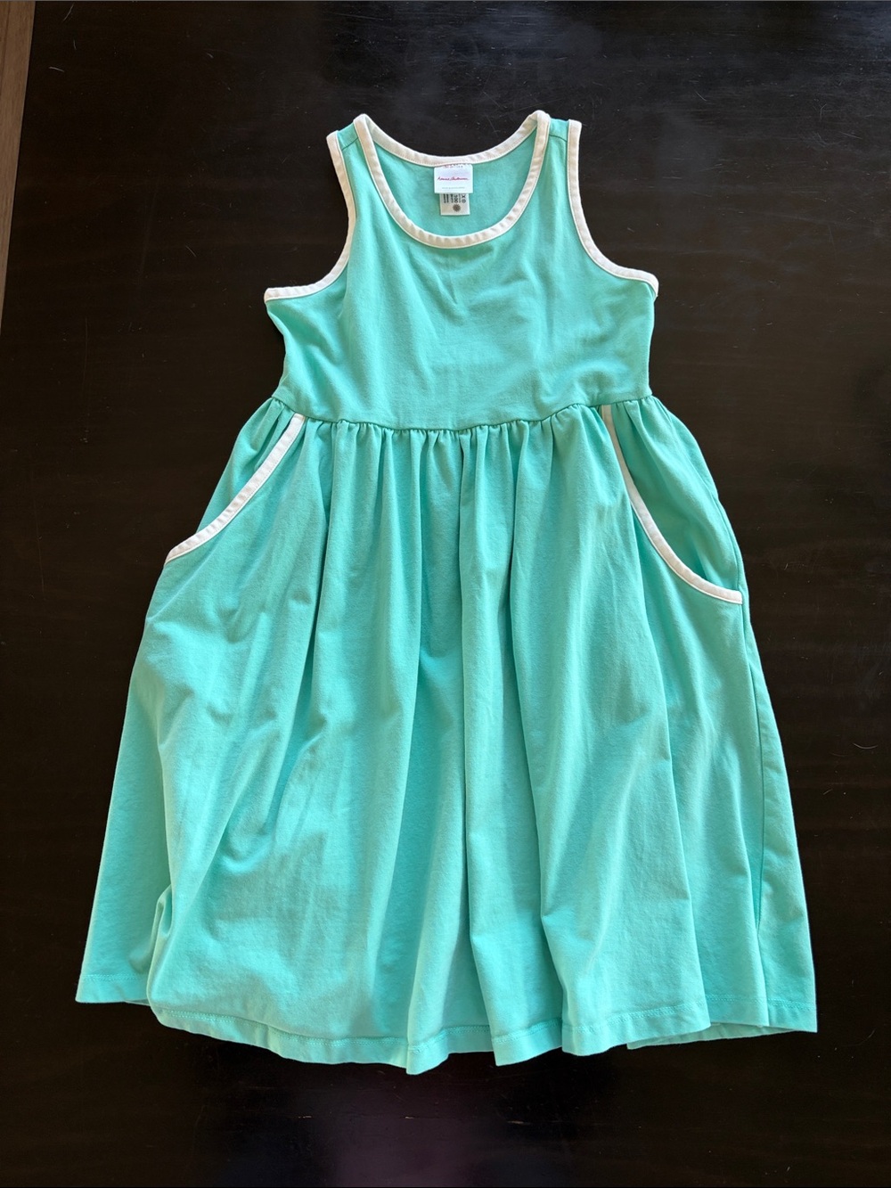 Hanna Andersson Teal Tank Dress with White Trim